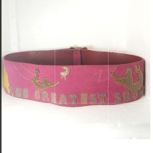 Wide Circus Scene Leather Belt 37" Adjusta…